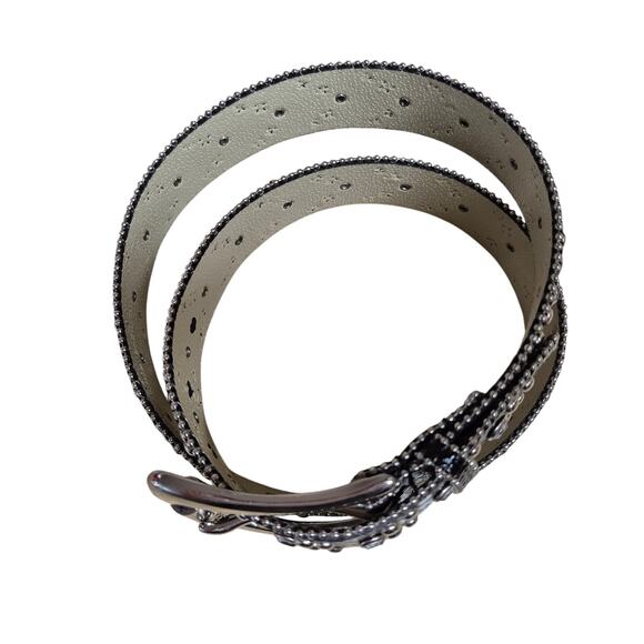 Guess Black Rhinestone Studded Beads Bling Faux Patent Leather Belt 34 - 38 - Picture 2 of 5